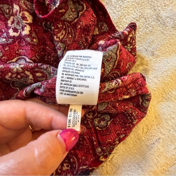 American Eagle red floral boho swing tunic top Size XS - Picture 7 of 9